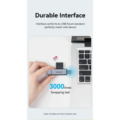 Считыватель флеш-карт Vention USB 3.0 AM/USB-C to SD+TF Gray Dual Drive Letter Aluminum Alloy (CLLH0) - Кардридеры - Кардридеры