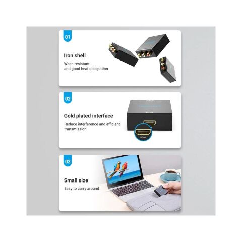 Конвертор HDMI to RCA Metal Type black Vention (AEEB0) - Контроллеры и конверторы  - Контроллеры и конверторы 