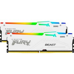 Модуль памяти для компьютера DDR5 32GB (2x16GB) 5600 MHz FURY Beast White RGB Kingston Fury (ex.HyperX) (KF556C36BWEAK2-32)