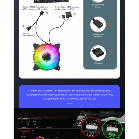 Кулер для корпуса Gamemax FN-12Rainbow-Q-Infinity - Вентиляторы к корпусам  - Вентиляторы к корпусам 