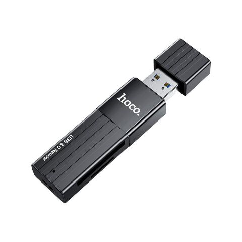 Считыватель флеш-карт HOCO USB3.0 to microSD, microSDHC, microSDXC, SD, SDHC, SDXC, HB20 Black (6931474735218) - Нулевой остаток (Feed)  - Нулевой остаток (Feed) 