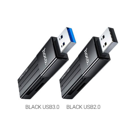 Считыватель флеш-карт HOCO USB3.0 to microSD, microSDHC, microSDXC, SD, SDHC, SDXC, HB20 Black (6931474735218) - Нулевой остаток (Feed)  - Нулевой остаток (Feed) 