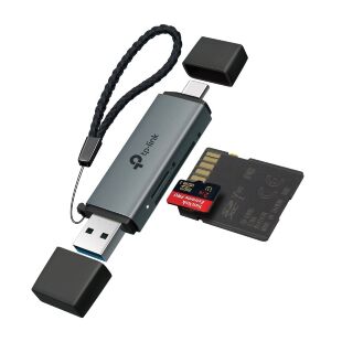 Считыватель флеш-карт TP-Link USB-C + USB 2.0 SD + TF silver (UA430D)