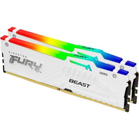 Модуль памяти для компьютера DDR5 32GB (2x16GB) 5600 MHz FURY Beast White RGB Kingston Fury (ex.HyperX) (KF556C40BWAK2-32) - Нулевой остаток (Feed) - Нулевой остаток (Feed)