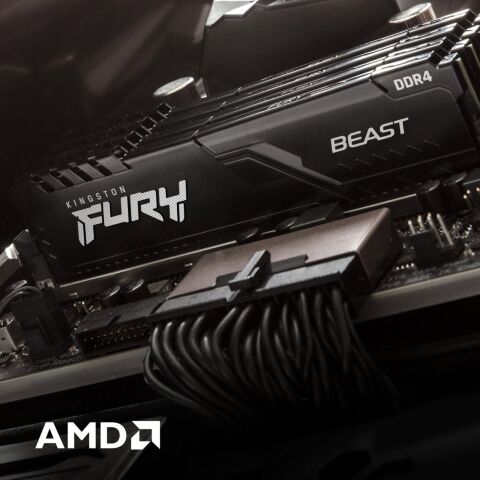 Модуль памяти для компьютера DDR4 16GB 3200 MHz Fury Beast Black Kingston Fury (ex.HyperX) (KF432C16BB1/16) - Нулевой остаток (Feed)  - Нулевой остаток (Feed) 