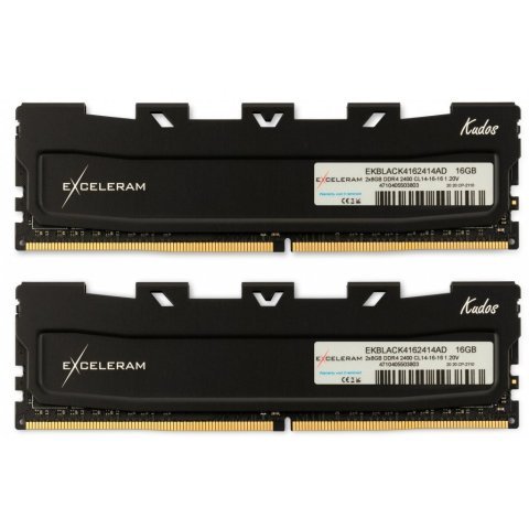 Модуль памяти для компьютера DDR4 16GB (2x8GB) 3200 MHz Kudos Black eXceleram (EKBLACK4163216AD) - Нулевой остаток (Feed)  - Нулевой остаток (Feed) 