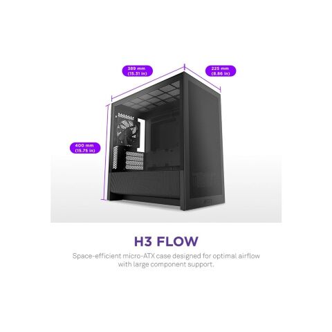 Корпус для ПК NZXT H3 Flow All Black (CC-H31FB-01) - Нулевой остаток (Feed)  - Нулевой остаток (Feed) 