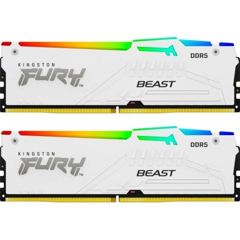 Модуль памяти для компьютера DDR5 64GB (2x32GB) 5200 MHz FURY Beast White RGB Kingston Fury (ex.HyperX) (KF552C40BWAK2-64) - Нулевой остаток (Feed)  - Нулевой остаток (Feed) 