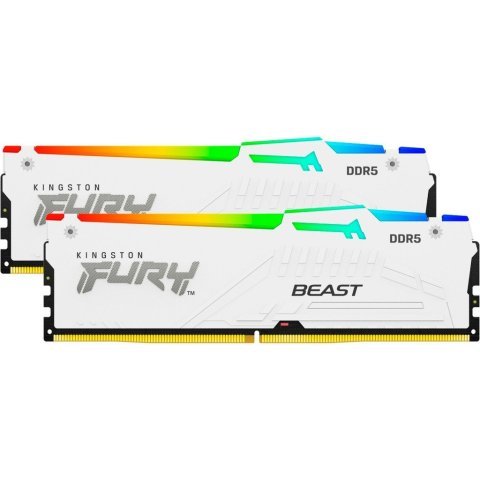 Модуль памяти для компьютера DDR5 64GB (2x32GB) 5200 MHz FURY Beast White RGB Kingston Fury (ex.HyperX) (KF552C40BWAK2-64) - Нулевой остаток (Feed)  - Нулевой остаток (Feed) 
