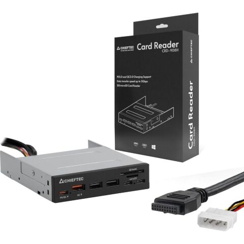 Считыватель флеш-карт Chieftec 3.5" 2xUSB3.2/2xType-C/1xPD3.0/1xQC3.0 USB (CRD-908H) - Нулевой остаток (Feed)  - Нулевой остаток (Feed) 