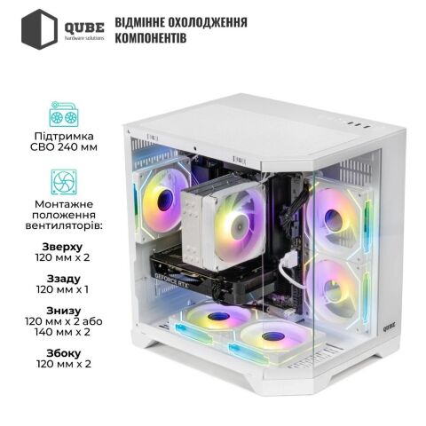 Корпус для ПК Qube CRYSTAL_GWNU3 - Нулевой остаток (Feed)  - Нулевой остаток (Feed) 