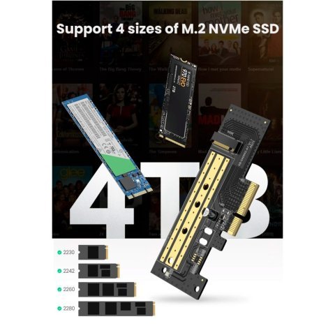 Контроллер Ugreen PCI-E 3.0 for SSD M.2 (NVMe) x4 CM302 (70503) - Нулевой остаток (Feed)  - Нулевой остаток (Feed) 