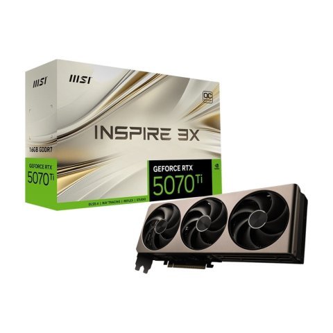 Видеокарта MSI GeForce RTX5070 Ti 16GB INSPIRE 3X OC (RTX 5070 Ti 16G INSPIRE 3X OC) - Нулевой остаток (Feed)  - Нулевой остаток (Feed) 