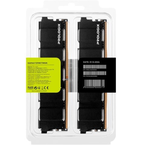 Модуль памяти для компьютера DDR5 32GB (2x16GB) 5200 MHz Black Prologix (PRO32GB5200B5K) - Нулевой остаток (Feed)  - Нулевой остаток (Feed) 
