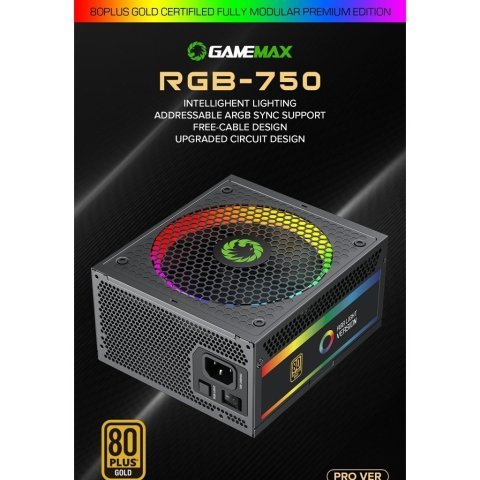 Блок питания Gamemax 750W (RGB-750 PRO) - Нулевой остаток (Feed) - Нулевой остаток (Feed)