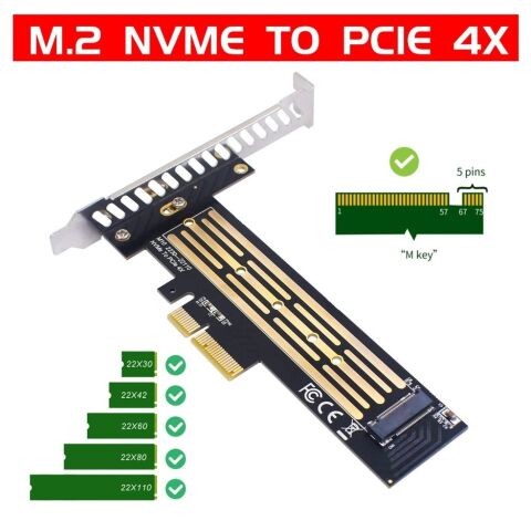 Контроллер Dynamode M.2 SSD NVMe M-Key to PCI-E 3.0 x4/ x8/ x16, full profile br (PCI-Ex4- M.2 M-key) - Нулевой остаток (Feed)  - Нулевой остаток (Feed) 