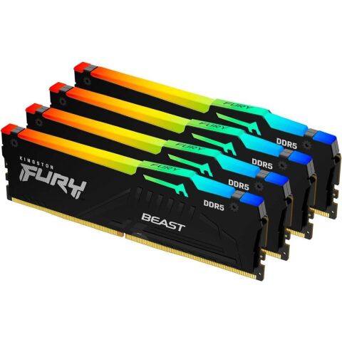 Модуль памяти для компьютера DDR5 128GB (4x32GB) 5600 MHz Beast RGB XMP Kingston Fury (ex.HyperX) (KF556C40BBAK4-128) - Нулевой остаток (Feed)  - Нулевой остаток (Feed) 