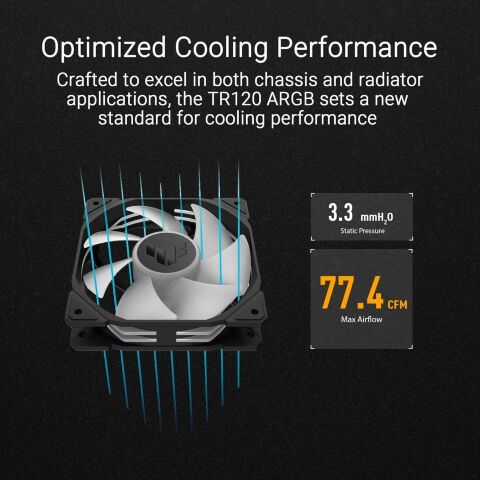 Кулер для корпуса ASUS TUF GAMING TR120 FAN ARGB BLACK (90DA0090-B09000) - Нулевой остаток (Feed) - Нулевой остаток (Feed)