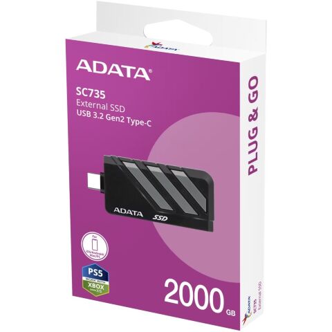 Накопитель SSD USB 3.2 2TB SC735 ADATA (SC735-2000G-CCBK/GY) - Внутренние SSD  - Внутренние SSD 