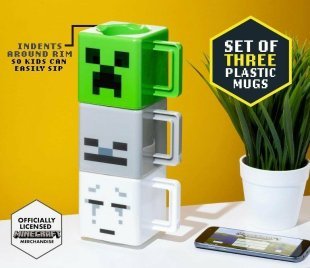 Набор 3 чашек Minecraft Stacking Coffee Mugs Creeper Skeleton and Ghast кружки Майнкрафт 250 мл