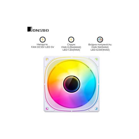Кулер для корпуса JONSBO FR-505W ARGB White - Вентиляторы к корпусам  - Вентиляторы к корпусам 