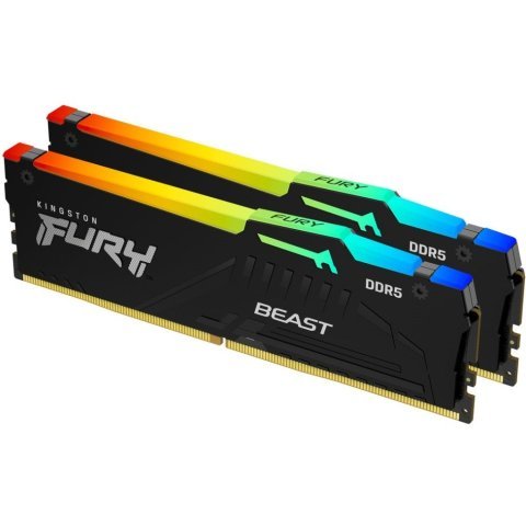Модуль памяти для компьютера DDR5 64GB (2x32GB) 5600 MHz FURY Beast RGB Kingston Fury (ex.HyperX) (KF556C40BBAK2-64) - Нулевой остаток (Feed)  - Нулевой остаток (Feed) 