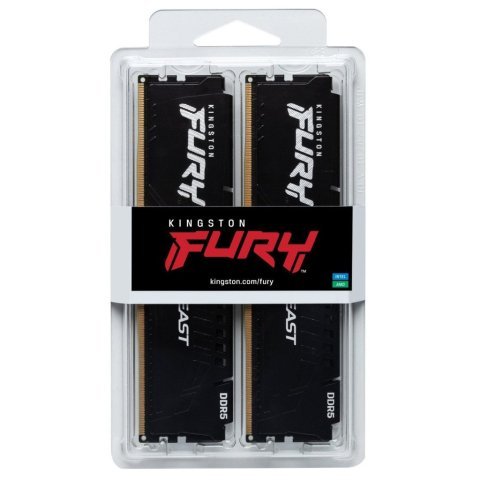 Модуль памяти для компьютера DDR5 16GB (2x8GB) 5200 MHz Beast Black Kingston Fury (ex.HyperX) (KF552C36BBEK2-16) - Нулевой остаток (Feed) - Нулевой остаток (Feed)