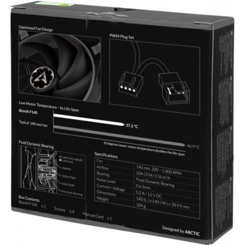 Кулер для корпуса Arctic BioniX F140 Grey (ACFAN00161A) - Нулевой остаток (Feed) - Нулевой остаток (Feed)