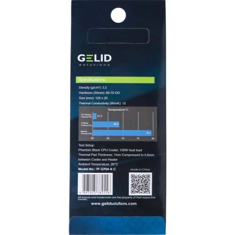 Термопрокладка Gelid Solutions 15W/mK 120x20x1.0 mm (TP-GP04-R-B) - Нулевой остаток (Feed) - Нулевой остаток (Feed)