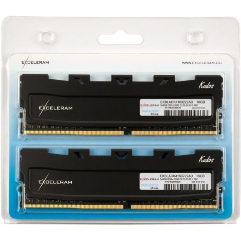 Модуль памяти для компьютера DDR4 16GB (2x8GB) 3200 MHz Black Kudos eXceleram (EKBLACK4163222AD) - Нулевой остаток (Feed) - Нулевой остаток (Feed)