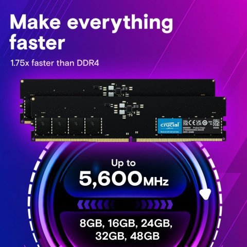 Модуль памяти для компьютера DDR5 32GB 5600 MHz Micron (CT32G56C46U5T) - Нулевой остаток (Feed) - Нулевой остаток (Feed)