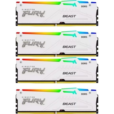 Модуль памяти для компьютера DDR5 128GB (4x32GB) 5600 MHz FURY Beast RGB White Kingston Fury (ex.HyperX) (KF556C40BWAK4-128) - Нулевой остаток (Feed) - Нулевой остаток (Feed)