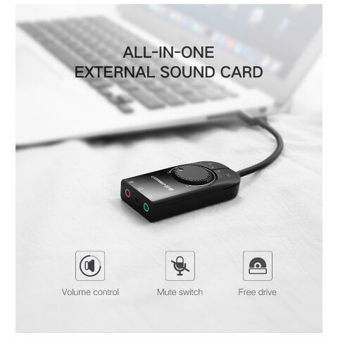 Звуковая плата UGREEN CM129 black (40964) - Нулевой остаток (Feed) - Нулевой остаток (Feed)