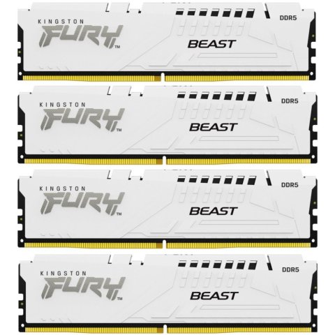 Модуль памяти для компьютера DDR5 128GB (4x32GB) 5600 MHz FURY Beast White Kingston Fury (ex.HyperX) (KF556C40BWK4-128) - Нулевой остаток (Feed) - Нулевой остаток (Feed)
