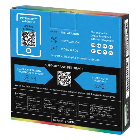 Кулер для корпуса Arctic P12 PWM PST A-RGB (ACFAN00231A) - Вентиляторы к корпусам  - Вентиляторы к корпусам 