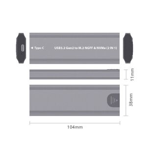 Карман внешний Dynamode M.2 SSD NVMe/SATA combo USB3.2 GEN2 USB-C (DM-CAD-SSD05)