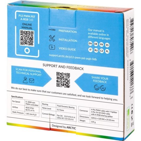 Кулер для корпуса Arctic P12 PWM PST A-RGB (ACFAN00254A) - Нулевой остаток (Feed) - Нулевой остаток (Feed)