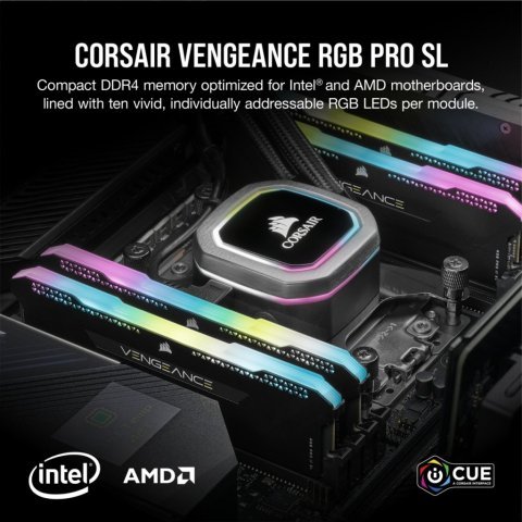 Модуль памяти для компьютера DDR4 32GB (2x16GB) 3600 MHz Vengeance RGB PRO SL Black Corsair (CMH32GX4M2D3600C18) - Нулевой остаток (Feed)  - Нулевой остаток (Feed) 
