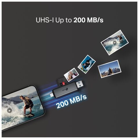 Считыватель флеш-карт TP-Link USB-C + USB 2.0 SD + TF silver (UA430D) - Нулевой остаток (Feed)  - Нулевой остаток (Feed) 