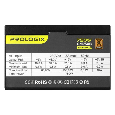Блок питания Prologix 750W (GM750B 750W 80+ Bronze) - Нулевой остаток (Feed)  - Нулевой остаток (Feed) 