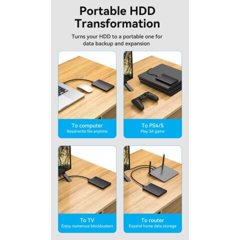 Карман внешний Vention 2.5" HDD/SSD USB 3.0 Micro-B Black (KPAB0) - Нулевой остаток (Feed)  - Нулевой остаток (Feed) 