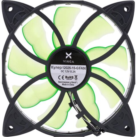 Кулер для корпуса Vinga 12025-15-G - Вентиляторы к корпусам  - Вентиляторы к корпусам 