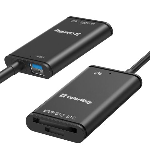 Считыватель флеш-карт ColorWay USB-C to USB 3.0/SD/MicroSD (CW-CR-02) - Нулевой остаток (Feed)  - Нулевой остаток (Feed) 