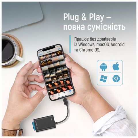 Считыватель флеш-карт ColorWay USB-C to USB 3.0/SD/MicroSD (CW-CR-02) - Кардридеры  - Кардридеры 