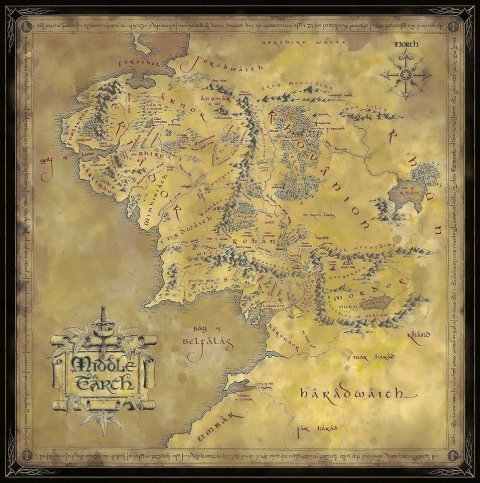 Пазл Noble Collection Lord of The Rings Map of Middle Earth Puzzle Властелин колец Карта Средиземья 1000 шт. -   -  