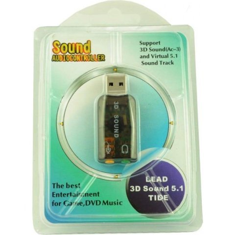 Звуковая плата Atcom USB-sound card (5.1) 3D sound (Windows 7 ready) (7807) - Нулевой остаток (Feed)  - Нулевой остаток (Feed) 