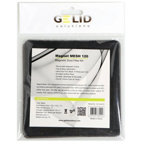 Пылевой фильтр для ПК Gelid Solutions MAGNET MESH DUST FILTER 120 3pcs (SL-Dust-03) - Нулевой остаток (Feed) - Нулевой остаток (Feed)