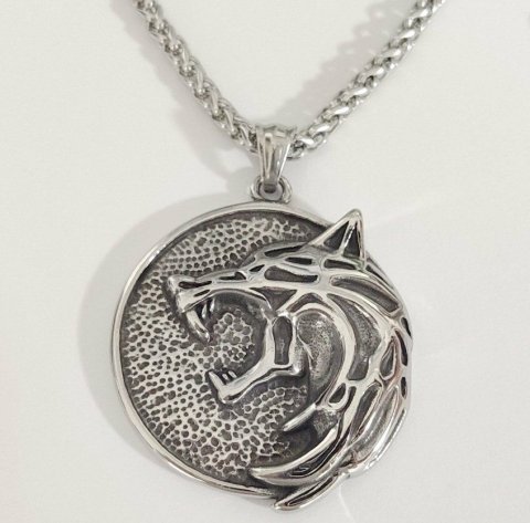 Кулон Ведьмак Геральта 3D медальон 3D (The Witcher Geralt) с нержавеющей стали -   -  