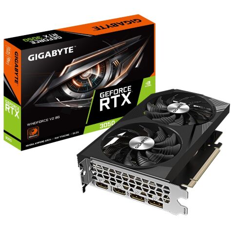 Видеокарта GIGABYTE GeForce RTX3050 8Gb WINDFORCE V2 (GV-N3050WF2V2-8GD) - Видеокарты  - Видеокарты 