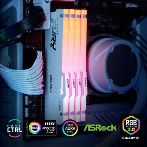 Модуль памяти для компьютера DDR5 32GB 6000 MHz Beast AM5 RGB White Kingston Fury (ex.HyperX) (KF560C36BWEA-32) - Нулевой остаток (Feed)  - Нулевой остаток (Feed) 